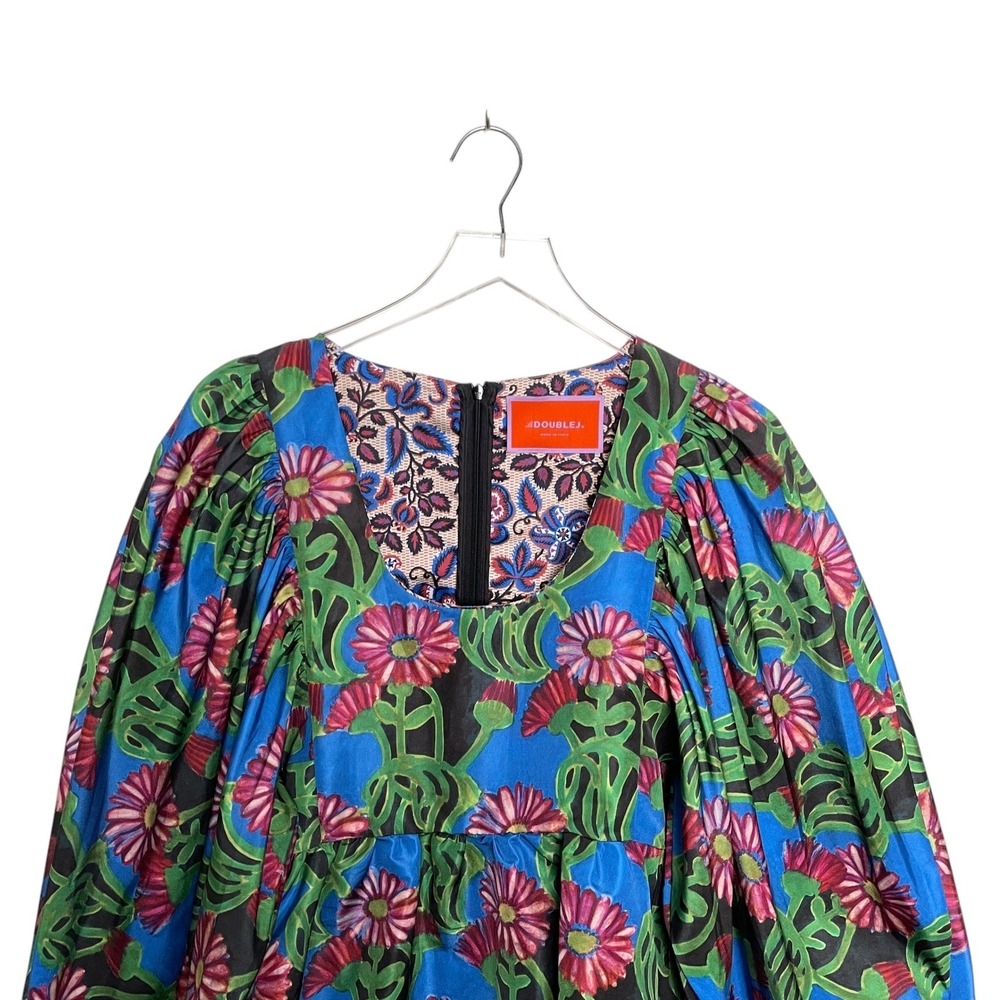 La DoubleJ Scoop Neck Balloon Sleeve Floral Tropical Mini Dress Resort Travel XS - Picture 8 of 11